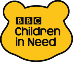 Children in Need logo - Picture if a bears face - Orange background - black wording