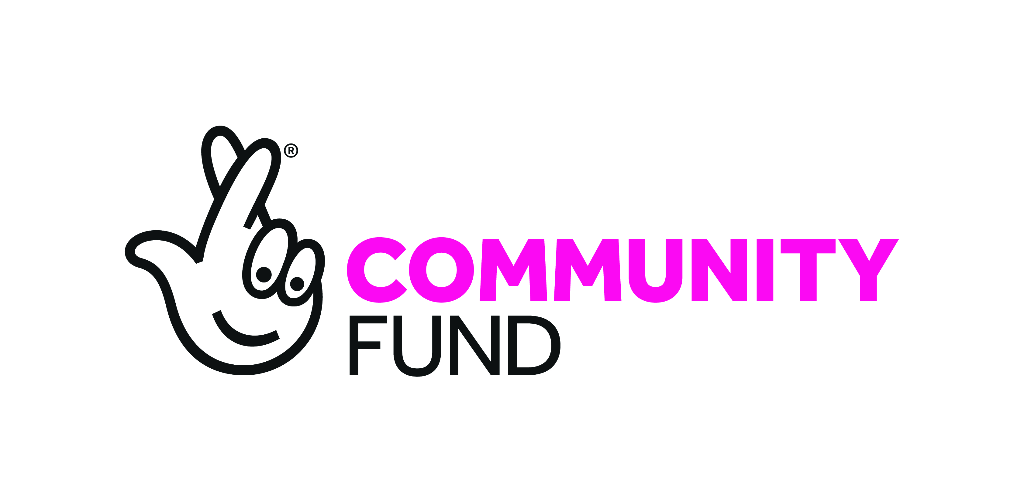 National Lottery Community Fund logo - White background - image of fingers crossed and the working community fund