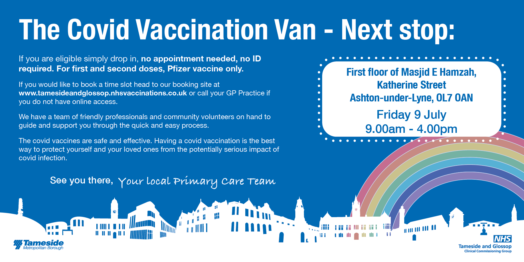 Covid vaccination van Ashton mosque