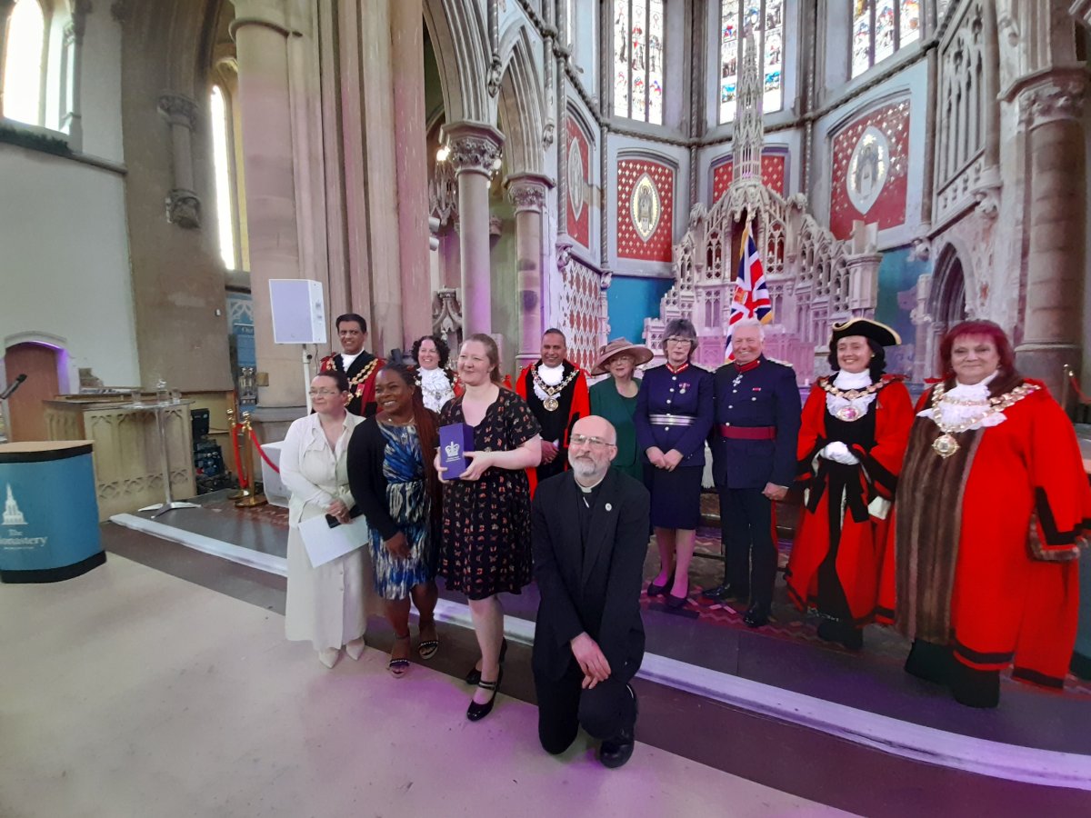 Barnabas receiving the Kings Award for Voluntary Service
