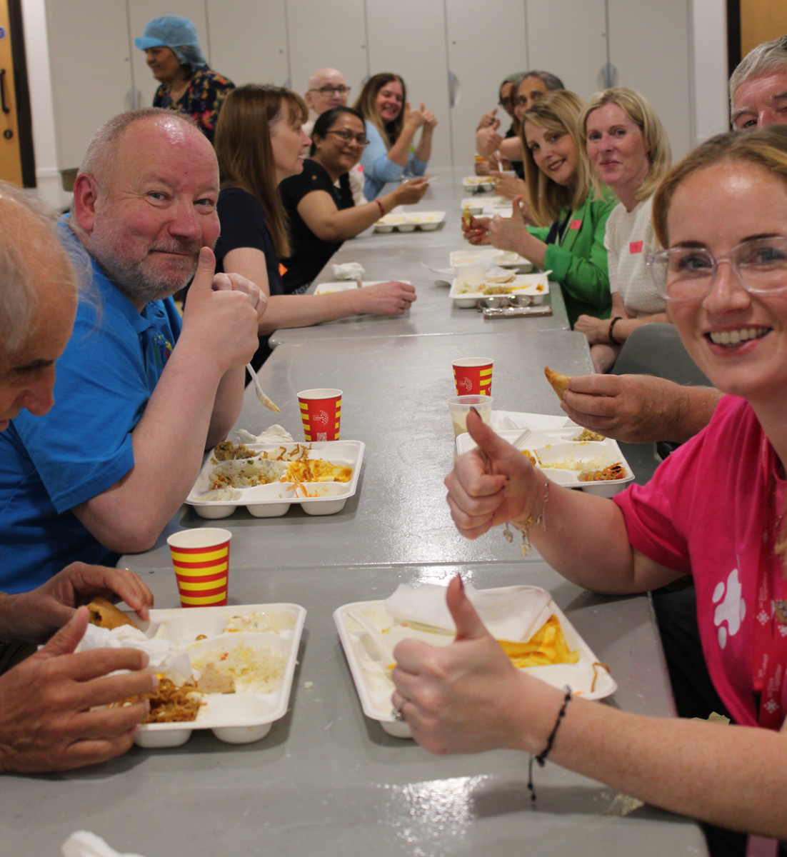 Group happy eating
