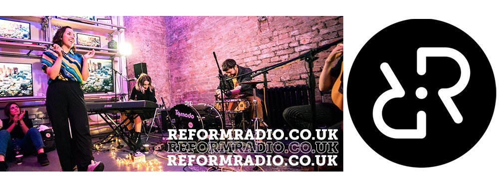 Reform Radio logo and performer