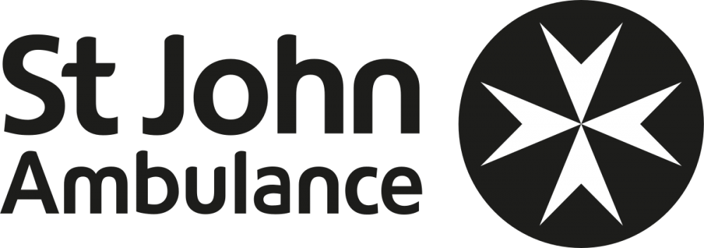 St Johns Ambulance logo, white background, black wording