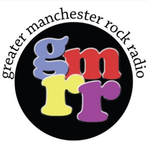 logo of Manchester rock radio coloured letters on black background
