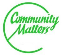 Community Matters Logo - white background, green wording