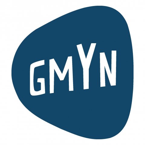 Greater Manchester Youth Network logo - blue background white letters GMYN