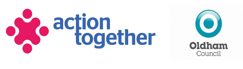 action together and oldham council logo
