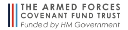 Logo Armed Forces Covenant Fund Trust Funded by HM Government