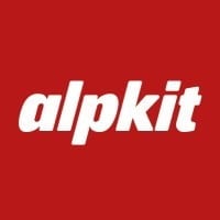 alpkit logo with white writing on a red background