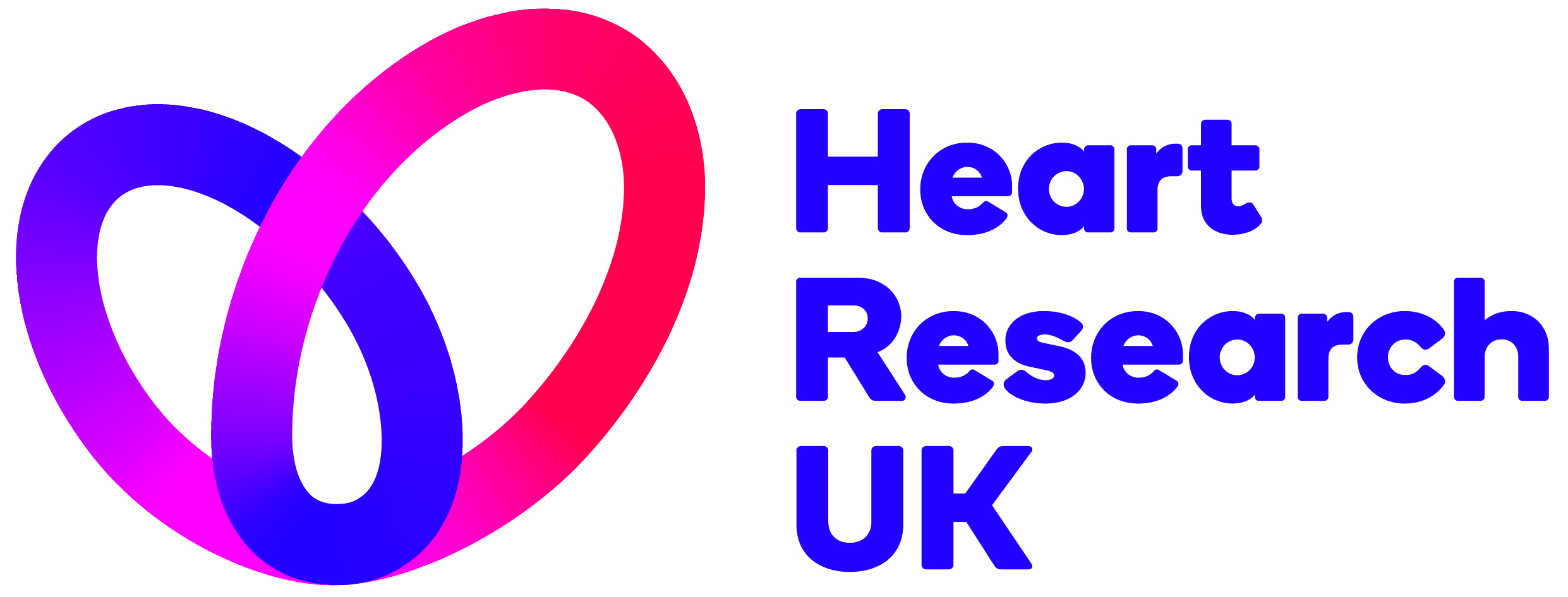 Purple and pink heart shape with Heart Research UK text