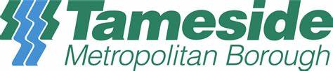 Tameside Metropolitan Borough Logo in green and blue.