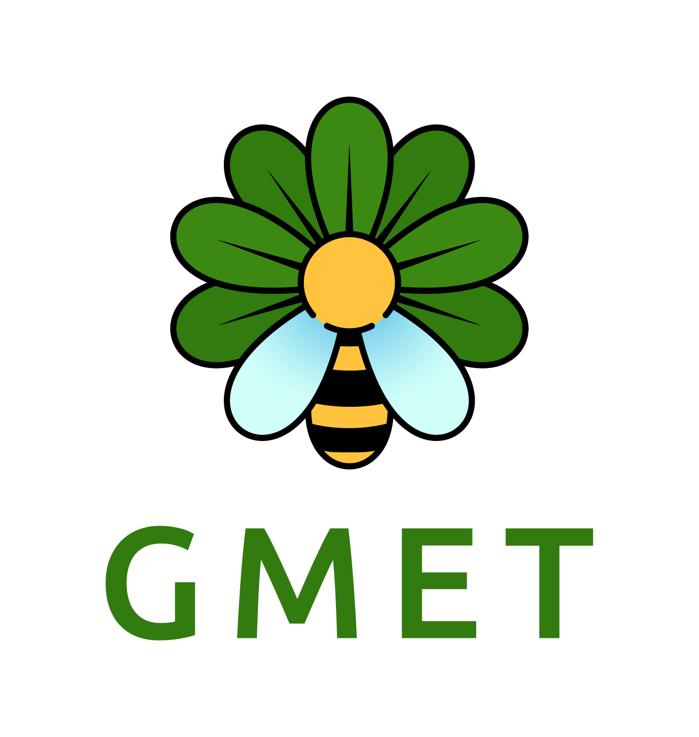 Greater Manchester Environmental Trust Logo with Green Writing and a Black and Yellow Bee in the Middle