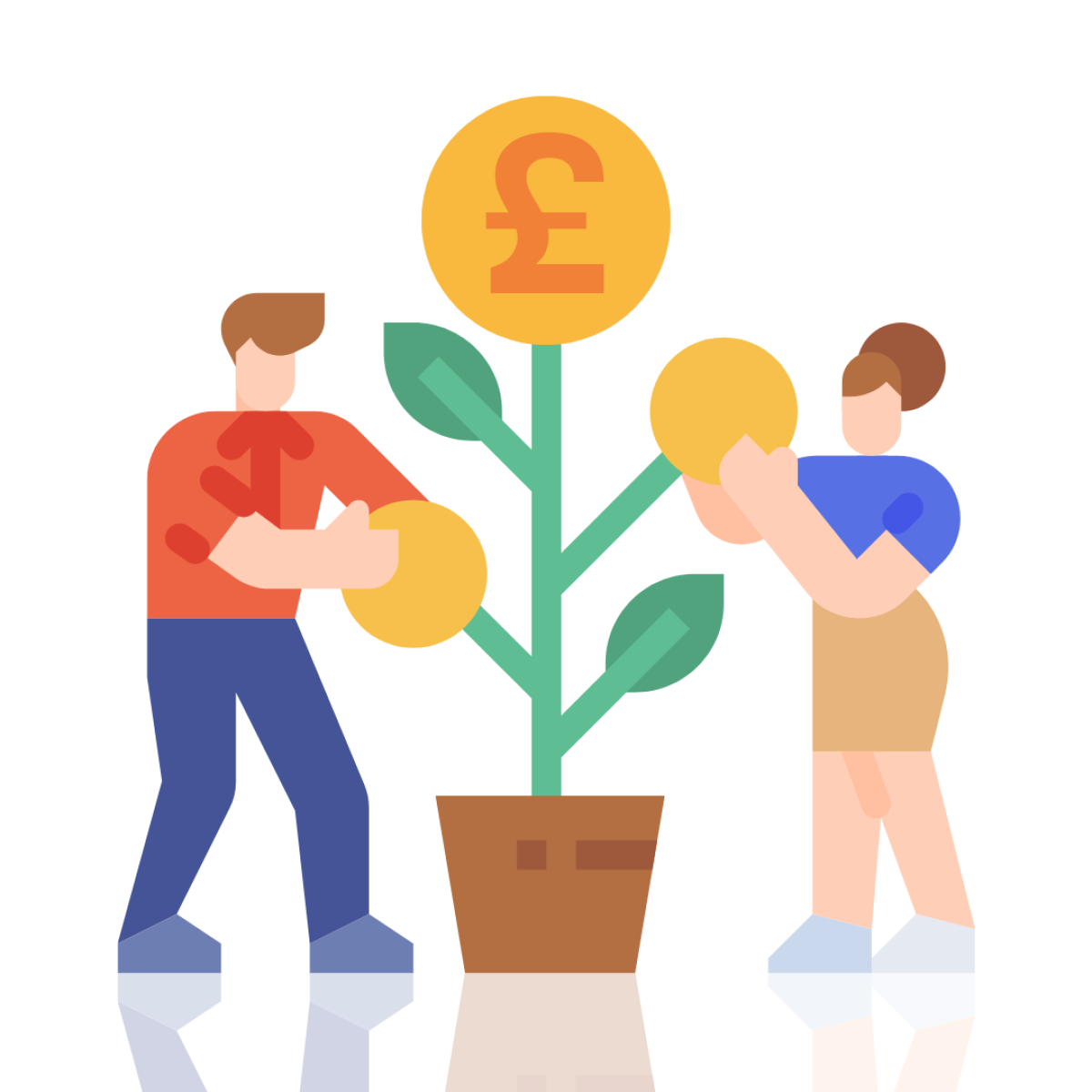 graphic image of people icons with plant symbolising funds