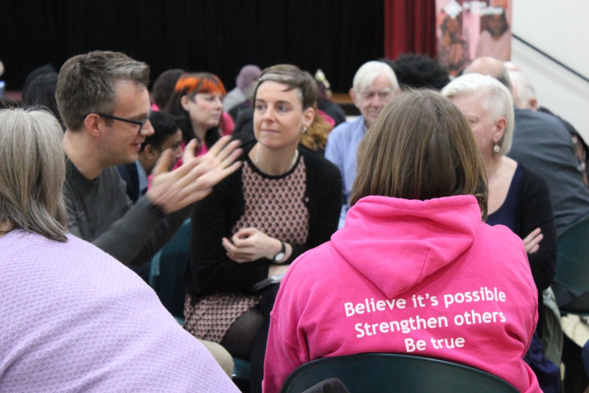 People taking part in a workshop at Action Together's AGM