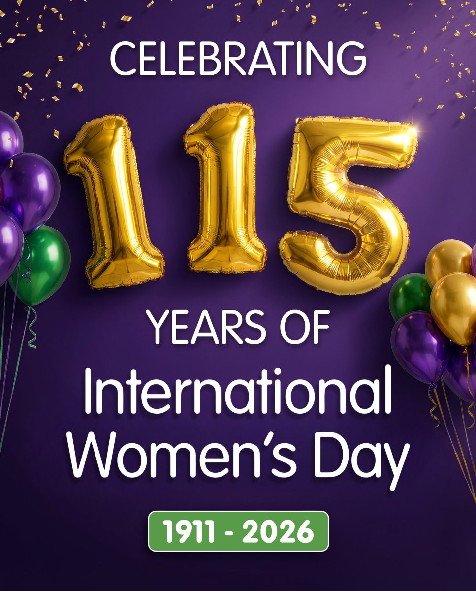 International Women's Day 2026 celebrating 115 years graphic