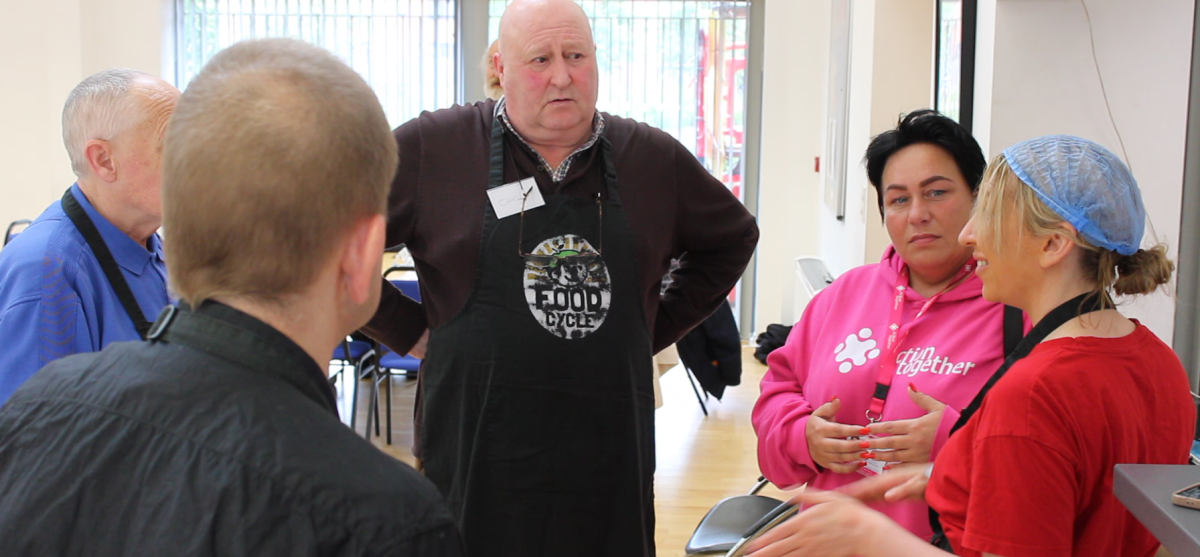 Volunteering officer with volunteers