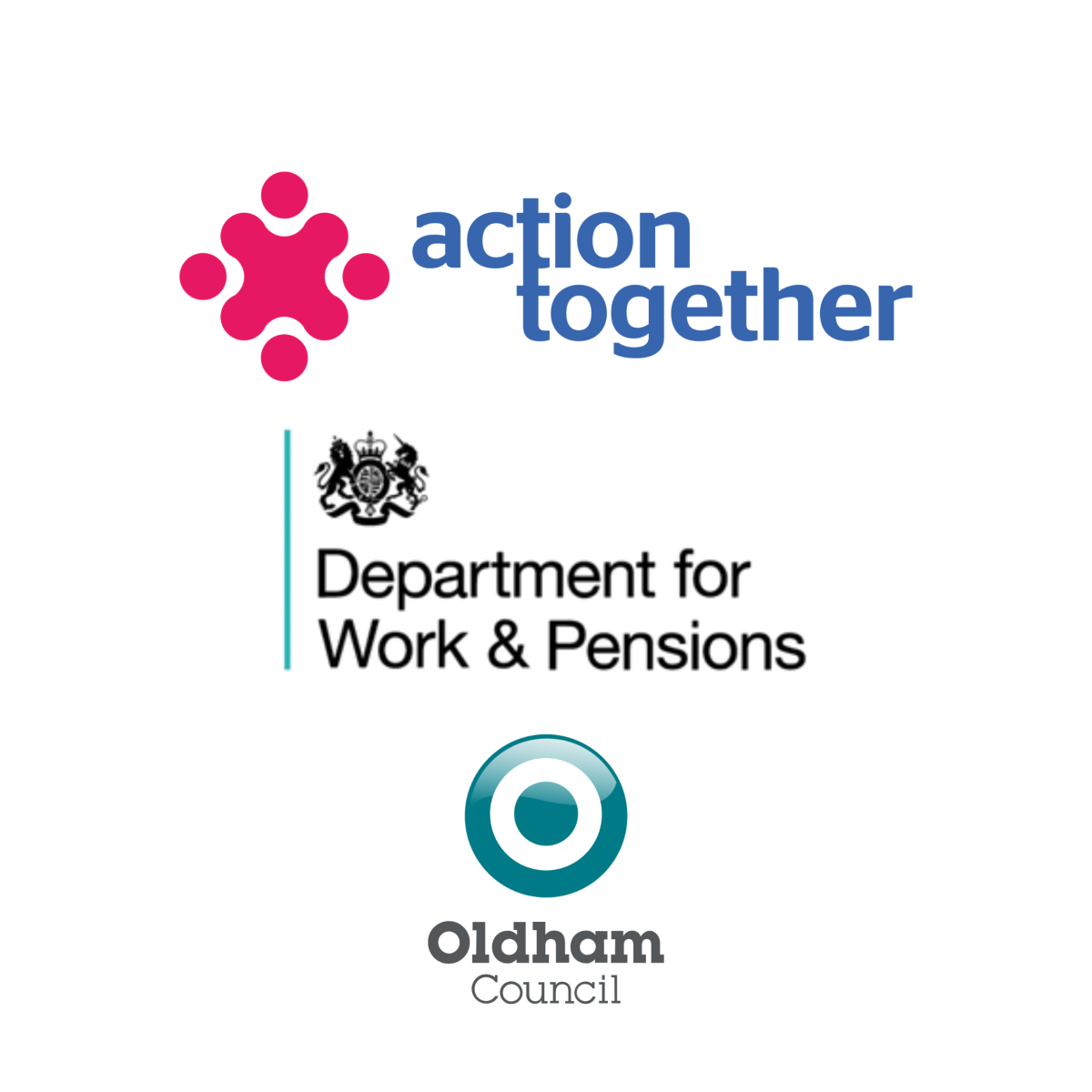 Action Together, DWP and Oldham Council logo