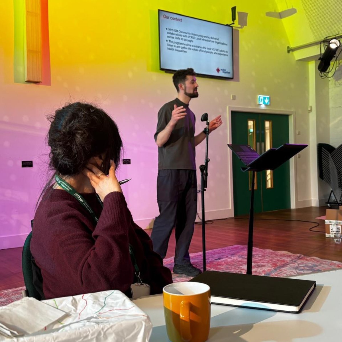 Joel Taylor presenting at Rochdale Community Voices Network in May 2026