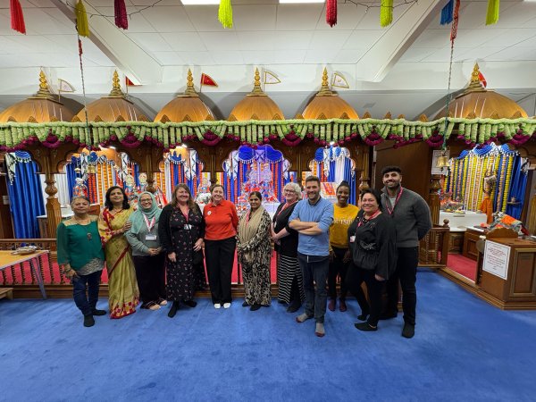 Action Together team members in a Hindu temple