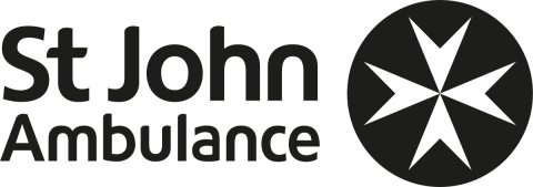St Johns Ambulance logo, white background, black wording