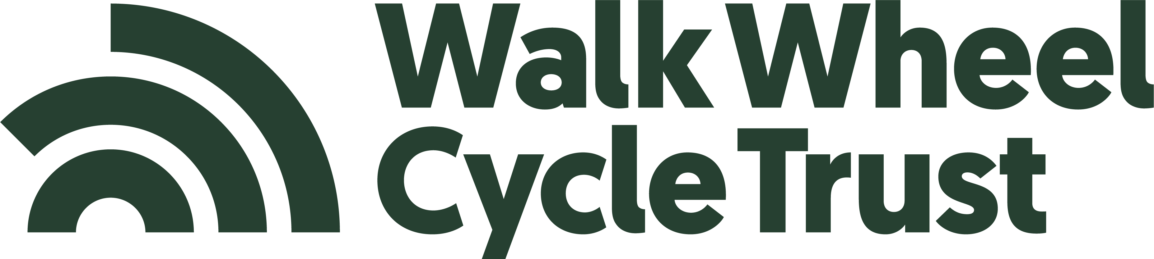 Walk Wheel Cycle Trust writing in Green